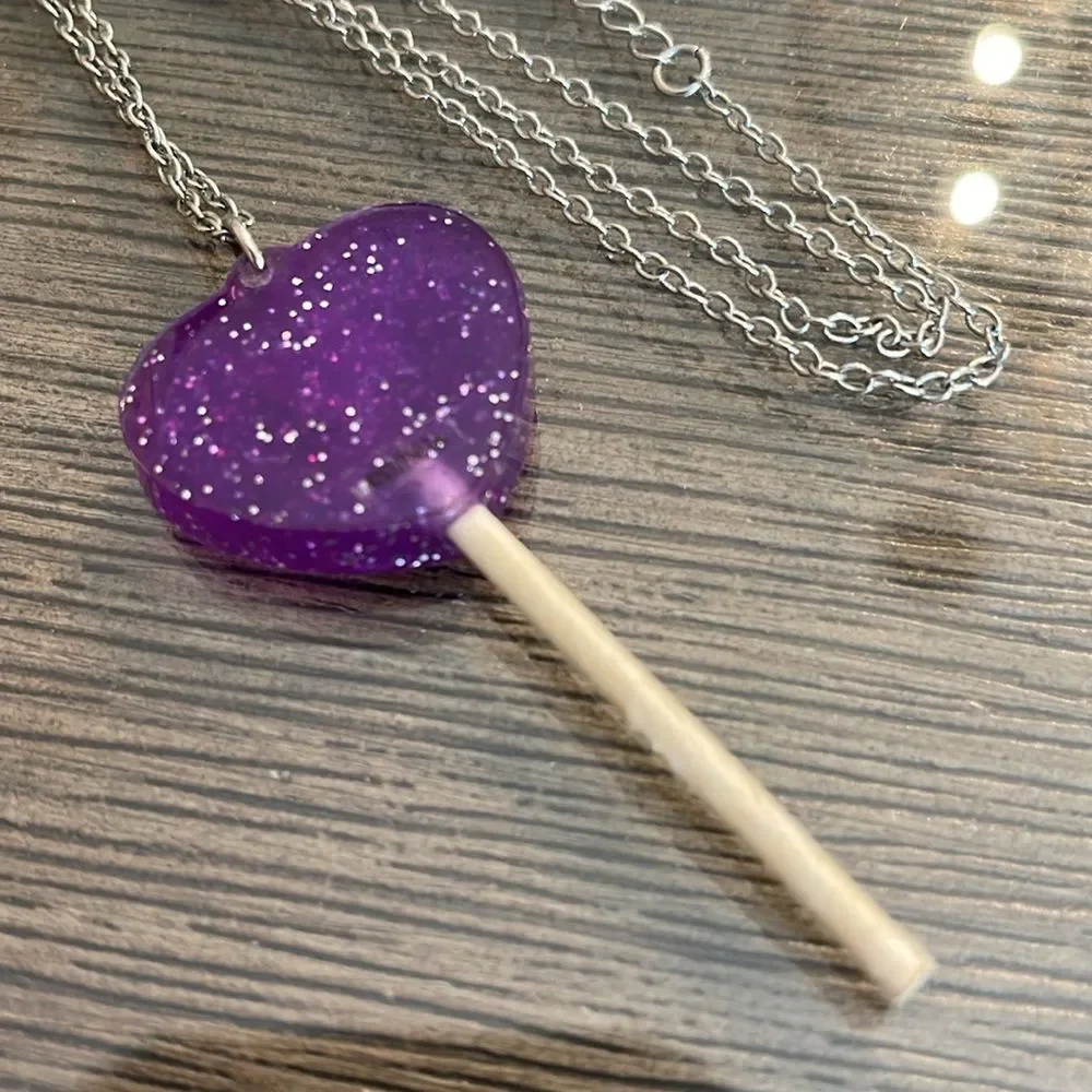 Sailor Moon Necklace Luna Hot Topic Cosplay Jewelry Glitter Purple Lollipop